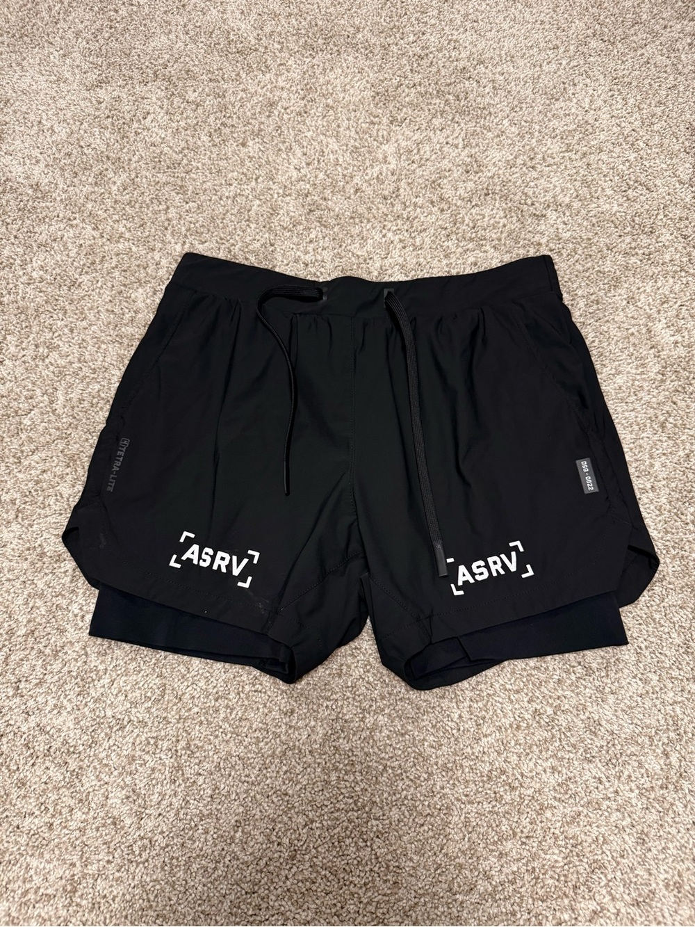 ASRV Black Men's 2-in-1 Training Shorts